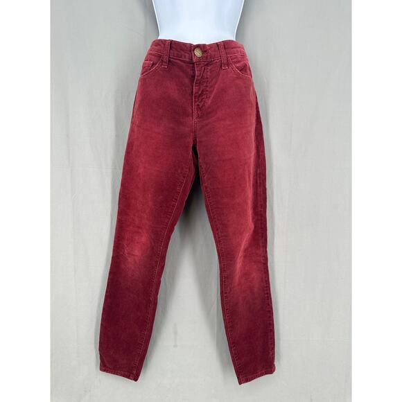 Current Elliott Pants 29 Red Corduroy Burgundy Stiletto Ankle Skinny Mid Rise - Picture 1 of 9